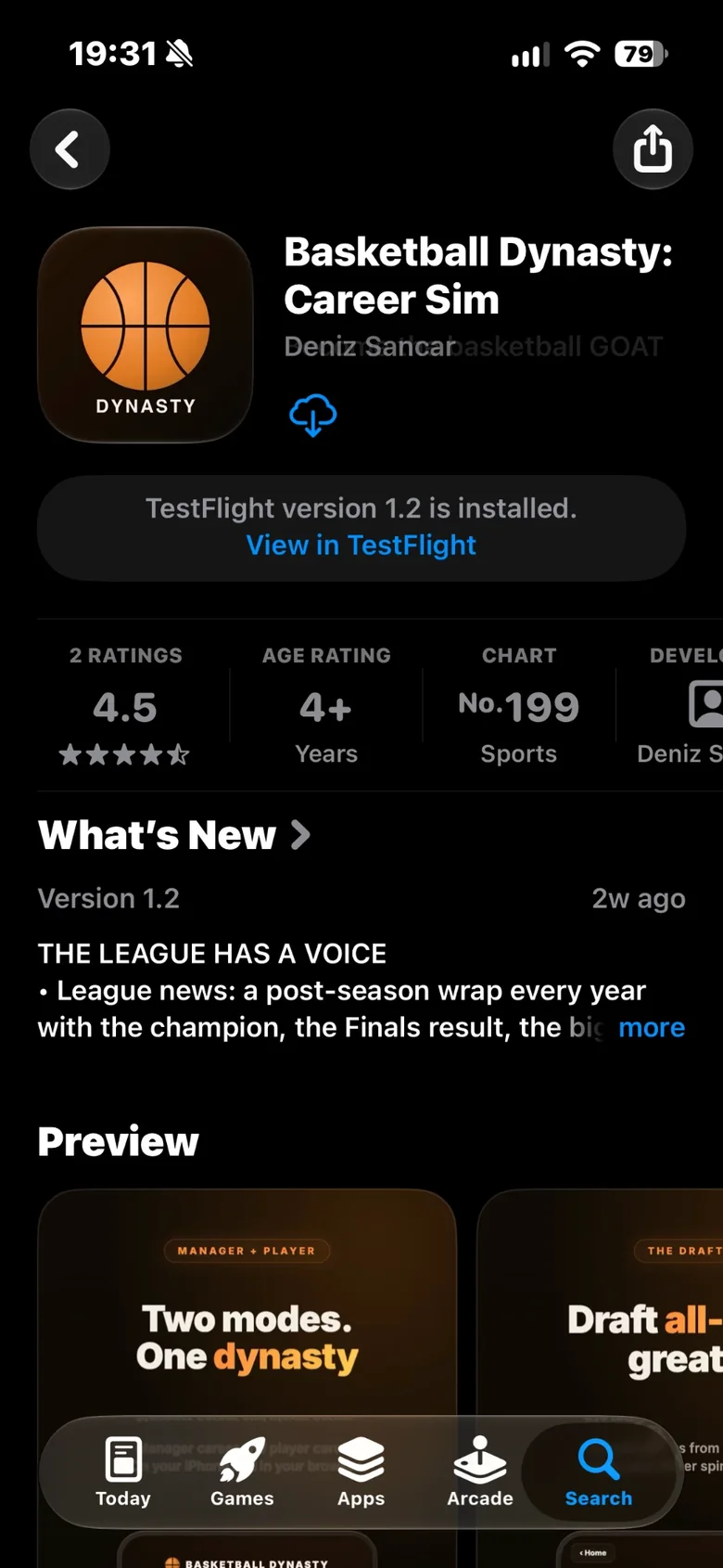 Basketball Dynasty on the App Store with a 4.5 star rating