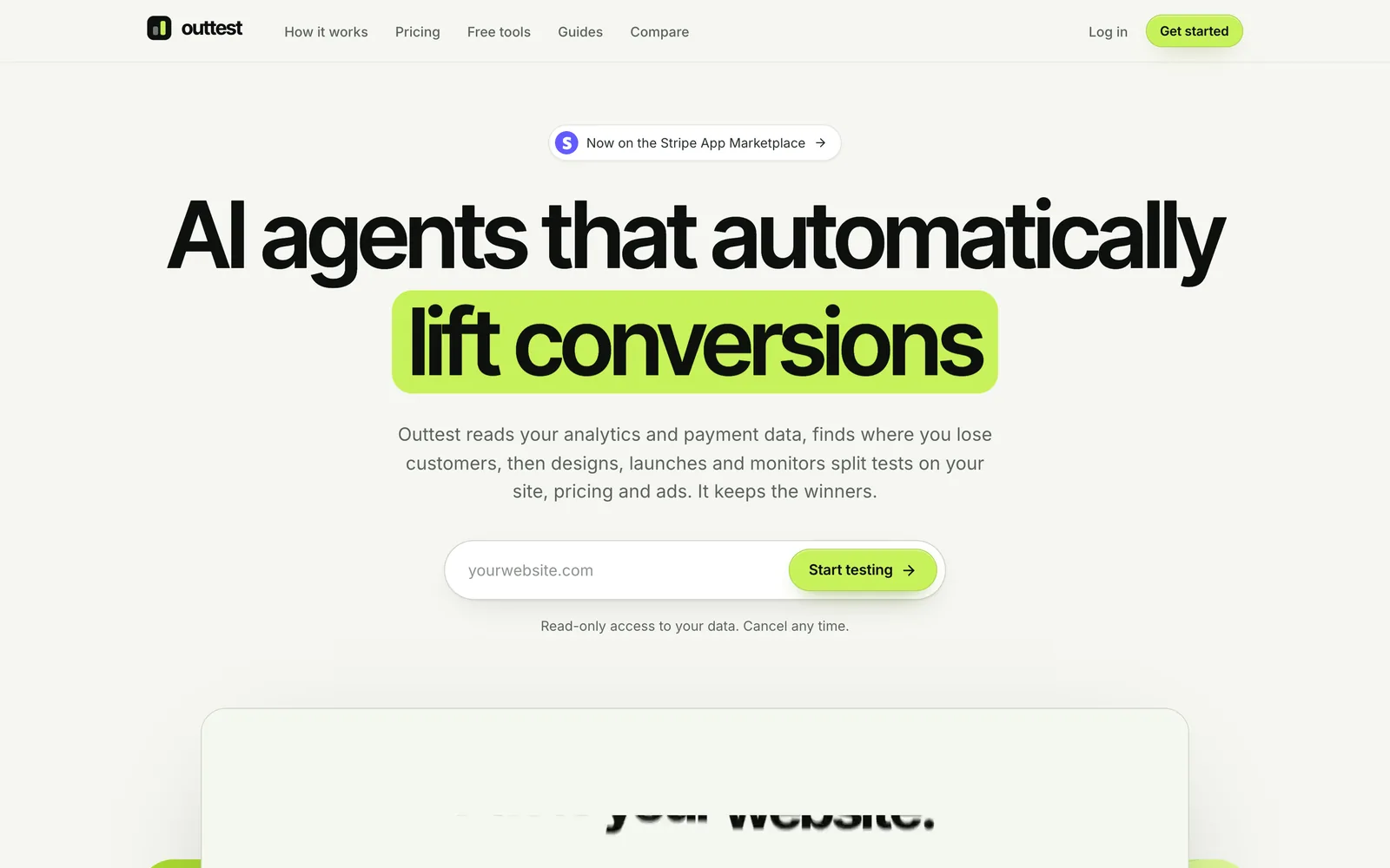 Outtest homepage